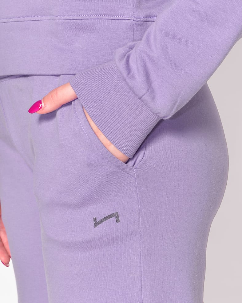 Tuta donna in felpa  girocollo con pantalone palazzo