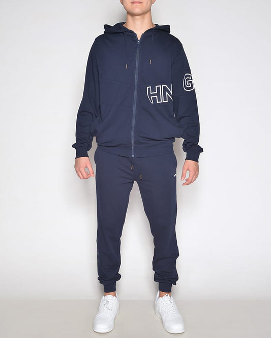 Tuta - felpa full zip con cappuccio e pantalone basic - 240/2150 gr.